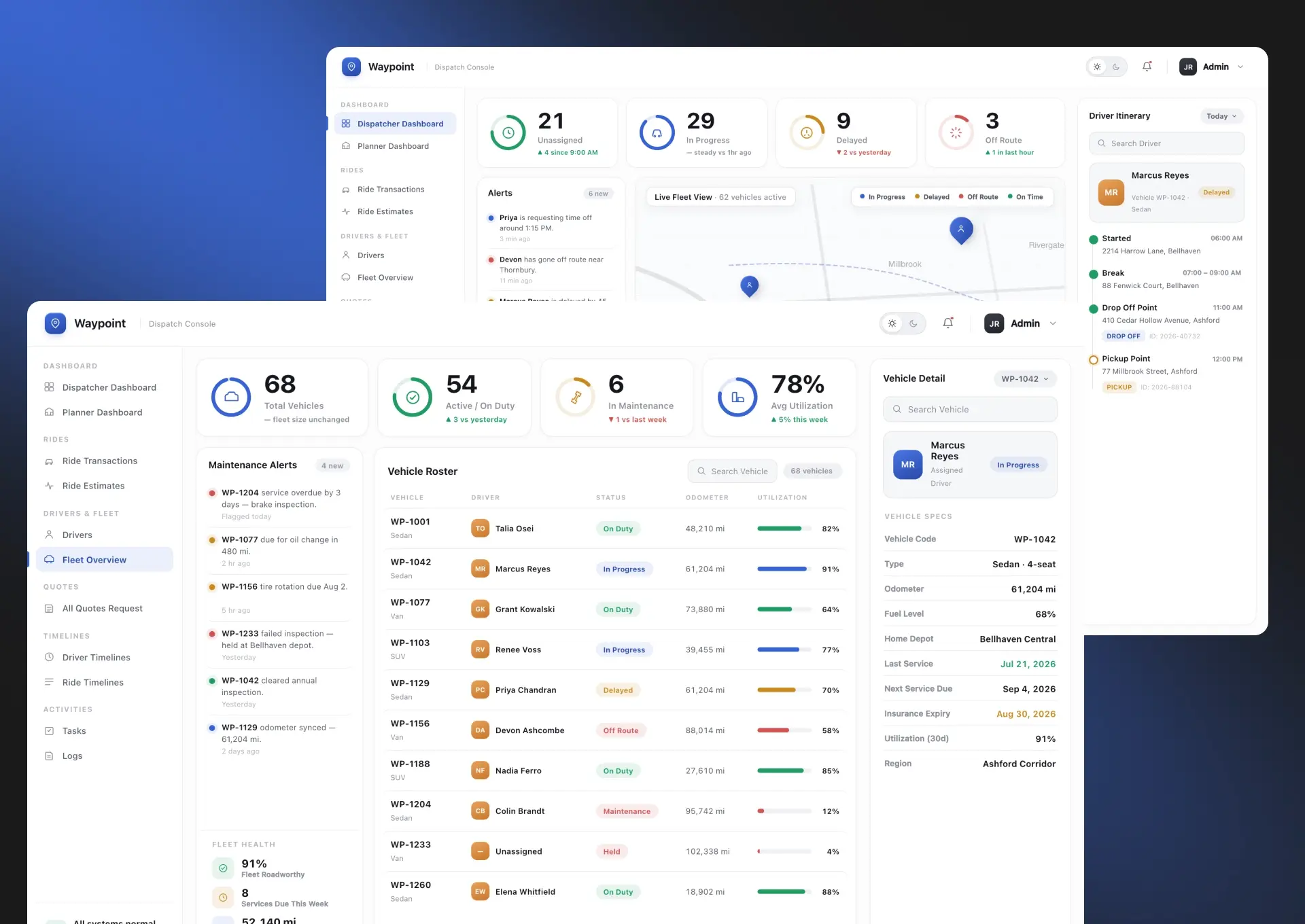 Transportation management platform workspace preview